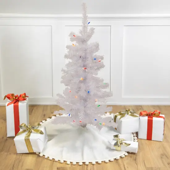 Northlight Pre-Lit Slim Woodbury White Pine Artificial Christmas Tree - 3' - Multi Lights {1}