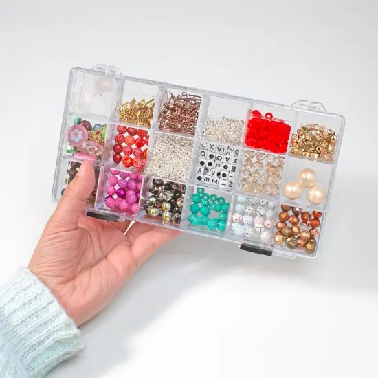 The Beadsmith Clear Bead Organizer - Sorter and Storage Box, 8.25 x 4.25 x 1.25 Inches,18 Compartments, w/Secure Double-Sided Locking {4}