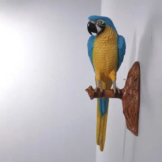Blue Parrot Wall Decor Life Size Statue {4}