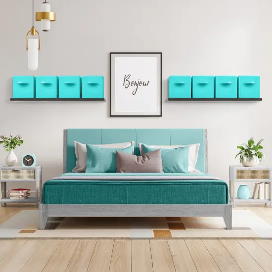 Sorbus Large 13" Storage Bins - 8 Pack Sturdy Collapsible Fabric Storage Cubes with Handles Teal {9}