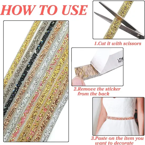 Self Adhesive Gold Resin Rhinestone Ribbon - 6 Yards (Gold 2) {4}