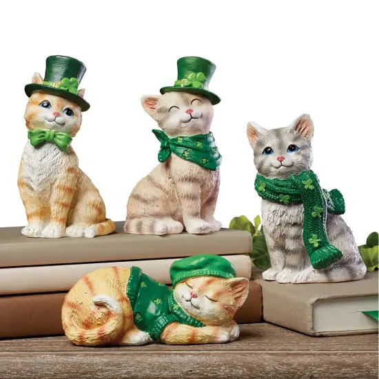 Collections Etc St. Paddy's Day Irish Cat Sitters - Set Of 4 {2}