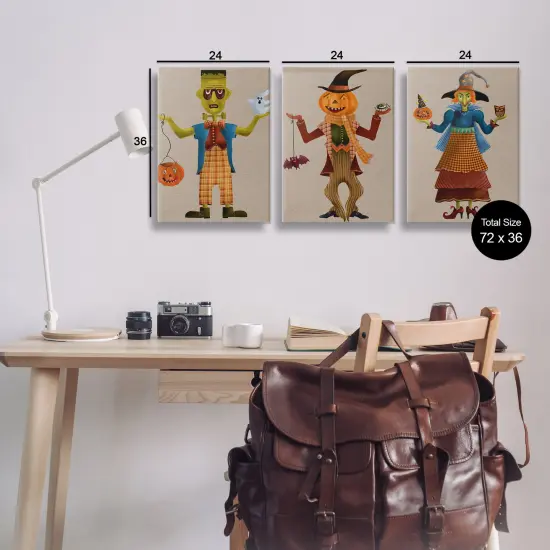 Stupell Industries Fun Halloween Friends 3pc Canvas Wall Art Set Design by Regina Moore {3}