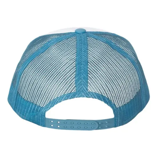 Valucap&reg; Foam Mesh Back Trucker Cap White/ Baby Blue {2}