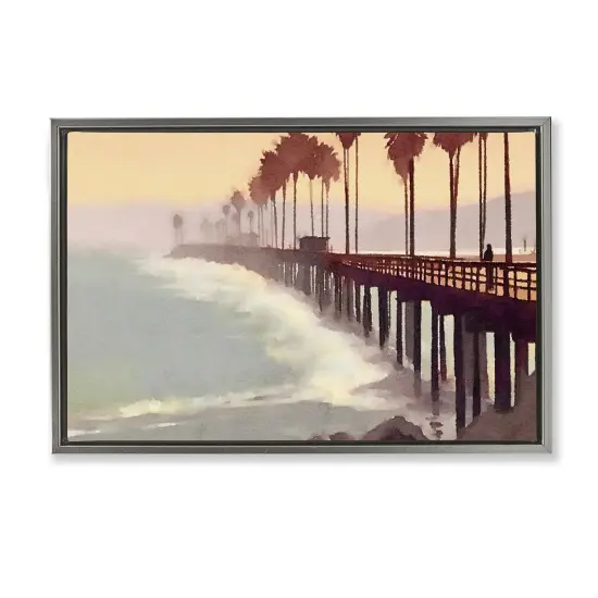 Stupell Industries Sunrise At The Pier Floater Framed Canvas Wall Art Design by Noah Bay {1}