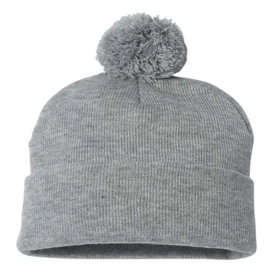 Sportsman&reg; Pom Pom Cuffed Beanie L Heather Grey {1}