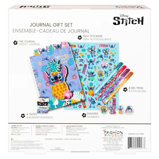 Fashion Angels: Disney Stitch - Journal Gift Set - Stationary Kit, 80 Page Book, 4 Gel Pens, 100+ Stitch Stickers, 4 Erasers, 4 Rolls Of Tape, Kids 6+ {6}