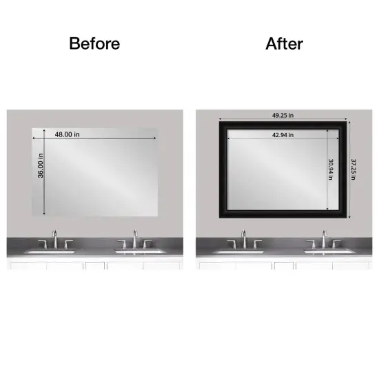 Amanti Art Mirror Makeover Bathroom Mirror Frame Border Kit -Fully Assembled Peel and Stick Frame - Mirror NOT Included - Parlor Trim Parlor Black {5}