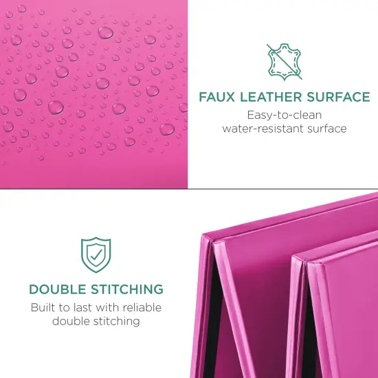 Best Choice Products 10ftx4ftx2in Folding Gym Mat 4-Panel w/ Carrying Handles & Folding Balance Beam Pink w/Beam {5}