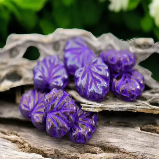 *20* 11x13mm Purple Washed Crystal Maple Leaf Beads {1}