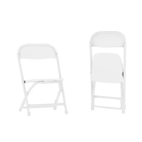 Emma and Oliver 2 Pack Kids Plastic Folding Chair Daycare Home School Furniture White {2}