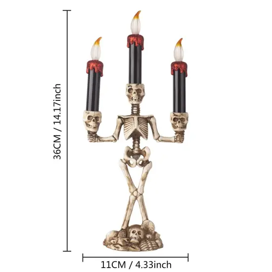 Halloween Candelabra with LED Flameless Candles Holder Battery Operated Flickering Spooky Lighting for Halloween Decorations Mental D&eacute;cor Window Centerpieces {1}