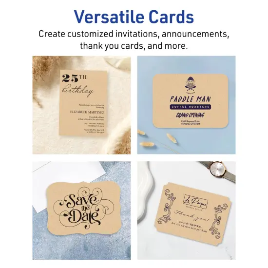 Avery Kraft Brown Invitation Cards, 5" x 7" Rectangle Scalloped Edge {3}