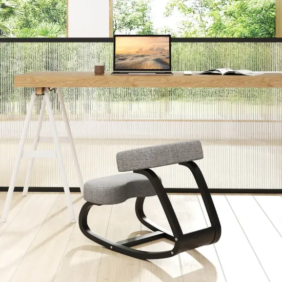 Costway 2 Pcs Rocking Kneeling Chair Ergonomic Posture Correcting Back Padded Cushion {5}