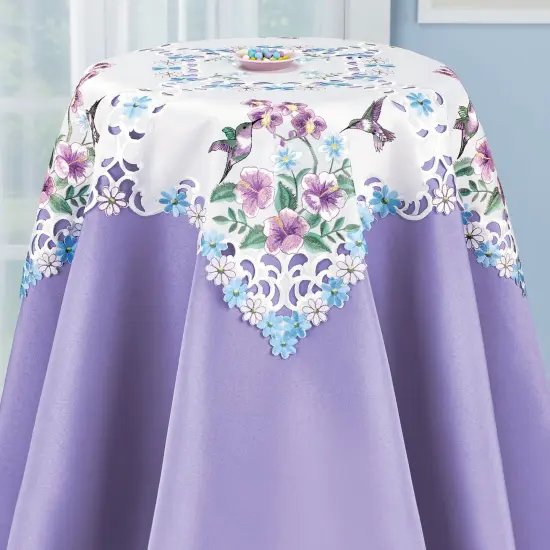 Collections Etc Floral Hummingbird Table Topper {1}
