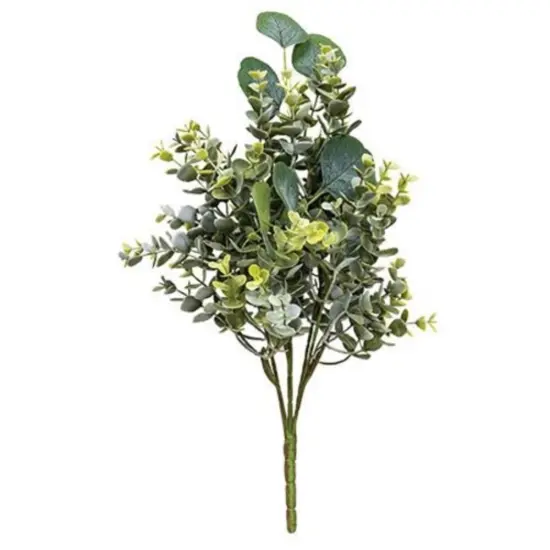15.5" Mix Green Enclave Eucalyptus Bush with Plastic and Fabric Leaves {1}