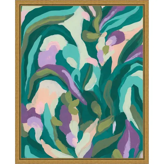 Jungle Wave I by June Erica Vess Framed Canvas Wall Art {1}