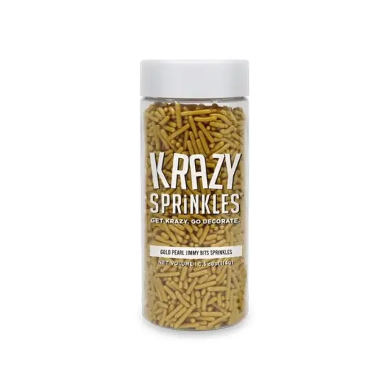 Krazy Sprinkles - Gold Pearl Jimmies (1/2 Cup, 1x Jar) for Cakes, Ice Cream & Cookies {3}