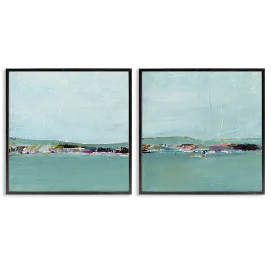 Stupell Industries Abstract Sea Distant Cliffs 2pc Framed Giclee Wall Art Set Design by Ethan Harper  {1}