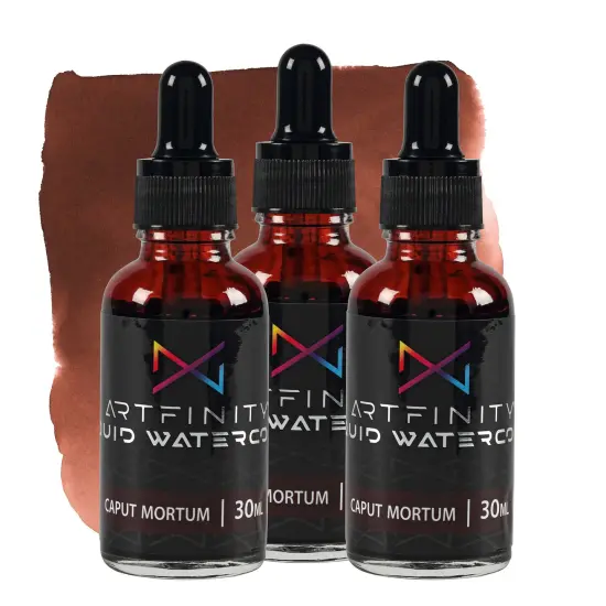 Artfinity Liquid Watercolor Paint 30 ml Bottle - 3 Pack, Caput Mortum - Vibrant Dye-Based Liquid Watercolor w/ Glass Pipette, Fast-Drying, Fine Art Paint for Calligraphy, Airbrushing & Traditional Art {1}