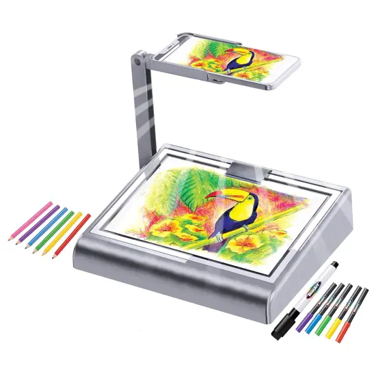 Cra-Z-Art: Timeless Creations - 2-In-1 Visual Art Tracing Desk - 12pc Light Box Drawing Designer Set, Phone Holder, Markers & Color Pencils, Kids 8+ {6}