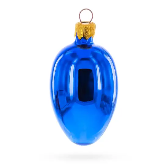Set of 6 Glossy Blue Mini Glass Egg Ornaments 2.9 Inches {3}