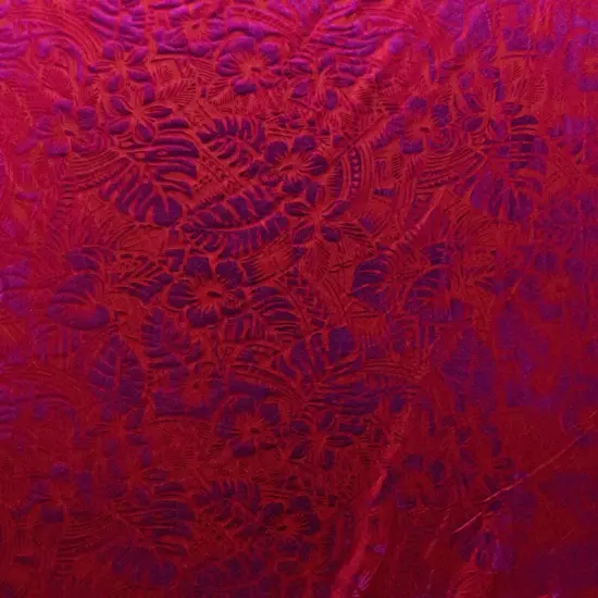 1 Yard Tropical Floral Foil Fabric Hibiscus, Plumeria & Monstera Print 60 Inches Wide Hunter Green/ Gold {2}