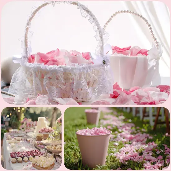 180 PCS Real Pink White Rose Flower Petals Confetti for Wedding {3}