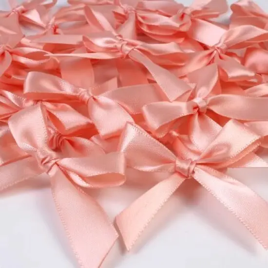 12 Ct Peach Bows Satin Ribbon {1}