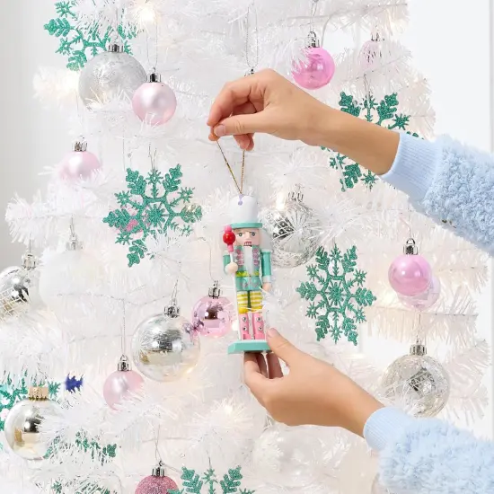 4ft Pre Lit Christmas Tree Mini Artificial Tree with Twinkling LED Lights for Bedroom or Apartment White {6}