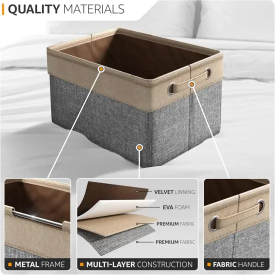 Premium Fabric Storage Cubes 15 Inch- Big Sturdy Collapsible Storage Bins with Dual Handle {4}