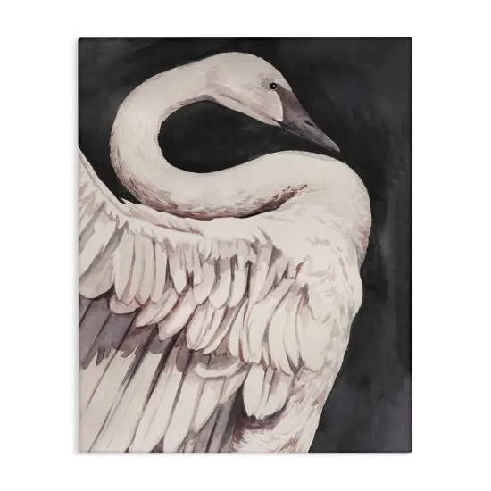 Stupell Industries Swan Portrait on Grey Canvas Wall Art Design by Grace Popp  {1}