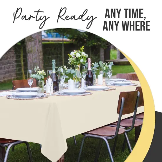 Exquisite 6-Pack Premium Plastic Tablecloth 54in. x 108in. Rectangle Plastic Table Cover Ivory {4}