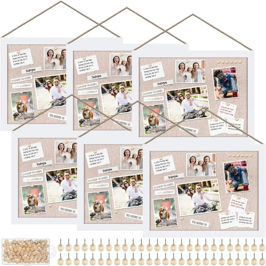6 Pack Wood Bulletin Cork Boards with Linen 12''x 16'' {1}