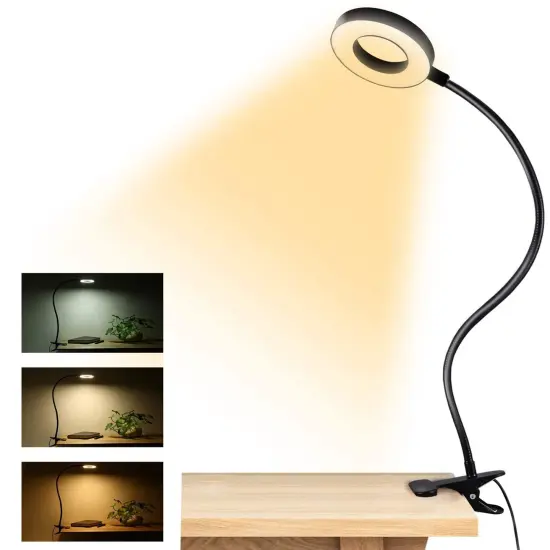 Clip on Light Reading Lights, 48 LED USB Desk Lamp with 3 Color Modes 10 Brightness, Eye Protection Book Clamp Light, 360 &deg; Flexible Gooseneck Clamp Lamp for Desk Headboard Video Conferencing {2}