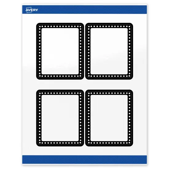 Avery Printable Rectangle Labels, Black and White Polka Dots, 4" x 3-1/3", Glossy White Rectangle Labels, Permanent, Laser/Inkjet, 40ct, Great for Product Labels {1}