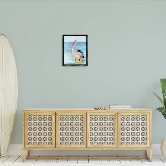 Stupell Industries Pelican Wading in Sea Floater Framed Canvas Wall Art Design by John Keeling {2}