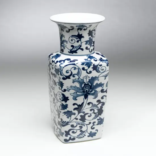 AA Importing 59702 Square Blue And White Vase {1}
