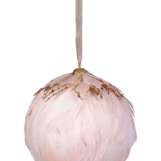 Northlight Glitter Feather Hanging Christmas Ball Ornament - 8" - Pink {4}