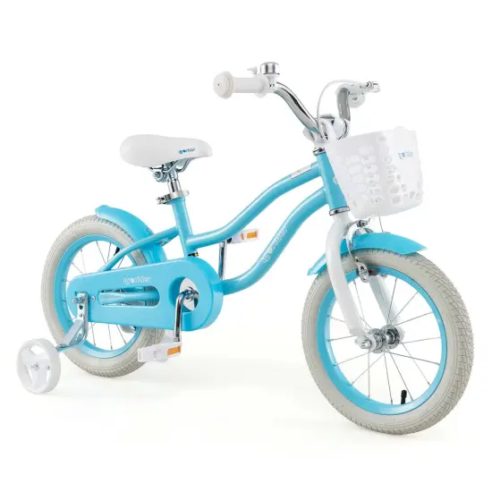 Costway 14'' Kid's Bike with Removable Training Wheels & Basket for 3-5 Years Old Pink/Blue/Green/Beige/Purple/Light Blue {9}