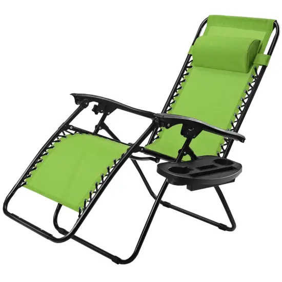 Outdoor Folding Zero Gravity Reclining Lounge Chair with Utility Tray Light Blue {9}