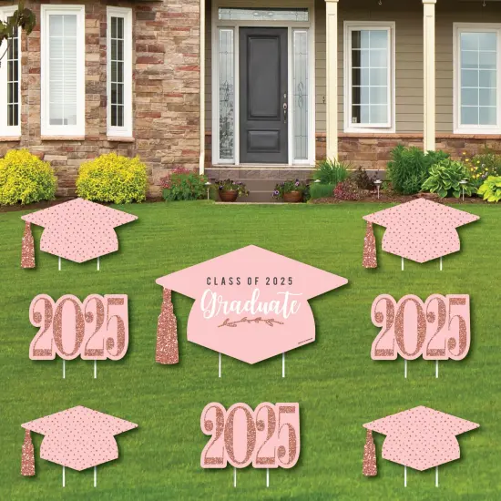 Big Dot of Happiness Rose Gold Class of 2025 Outdoor Decorations - Graduation Yard Signs - Set of 8 {1}