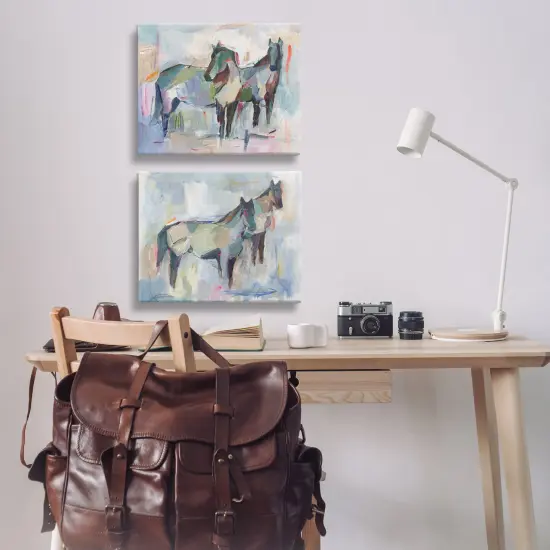 Stupell Industries Ambiguous Horse Visages 2pc Canvas Wall Art Set Design by Ethan Harper  {2}