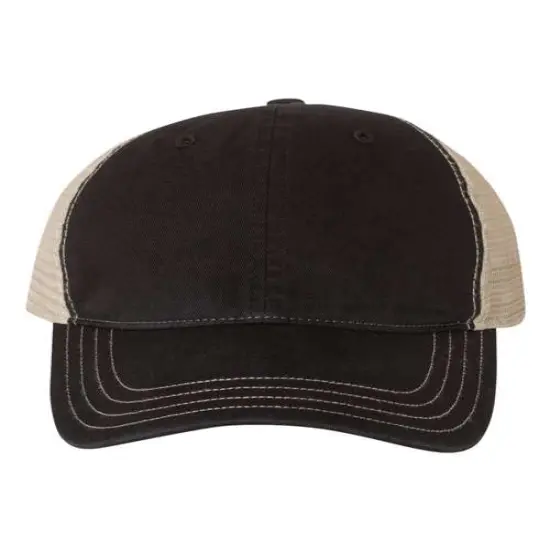 Richardson&reg; Garment Washed Trucker Cap Black/ Khaki {1}