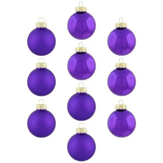 Northlight Shiny and Matte Purple Glass Ball Christmas Ornaments - 1.5" (40mm) - Purple - 10ct {3}