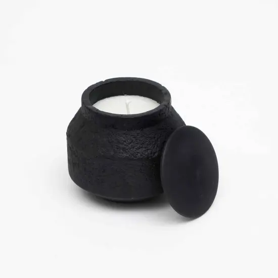 Black Ecomix Wax Fill Fragrance Jar Candle With Wooden Lid {3}