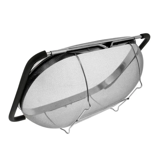 U.S. Kitchen Supply Stainless Steel Colander Strainer - 6-Quart Collapsible Colander with Expandable Rubber Handles - Rectangular Sieve, Fine Mesh Stainless Steel Strainers and Colanders for Kitchen {5}