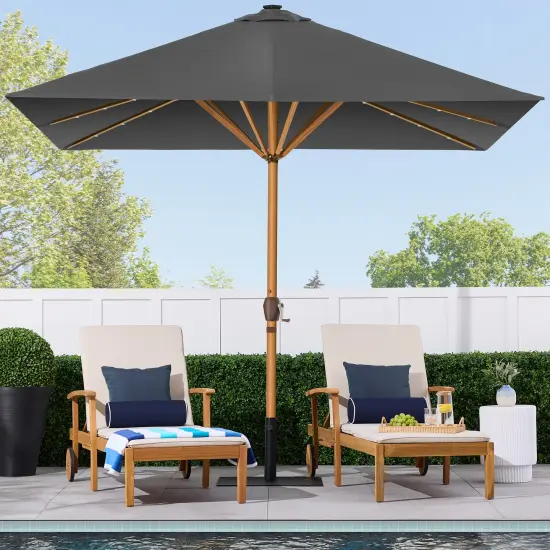 Best Choice Products 9ft Deep Square Solar LED Lighted Patio Umbrella w/ Faux Wood Texture, UV-Resistant Gray {3}