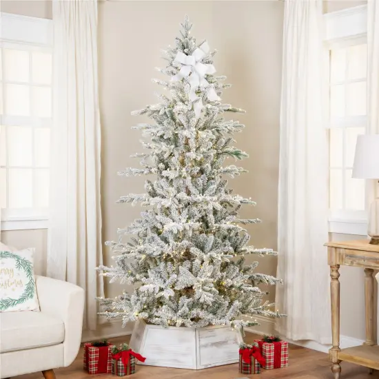 Northlight Real Touch&trade; Elite Pre-Lit Flocked Kodiak Pine IPT Artificial Christmas Tree - 7.5' Dual Color LED Green {6}