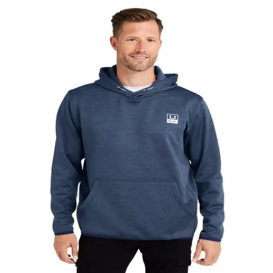 HUK® Men's Performance Hooded Fleece Pullover Harbormist hthr {3}